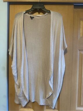 torrid Neutral Taupe Open-Front Draped Knit Cardigan